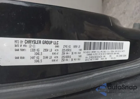 2012 Dodge Grand Caravan Sxt из США, поврежденный, VIN 2C4RDGCG8CR224270